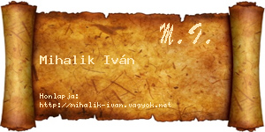 Mihalik Iván névjegykártya